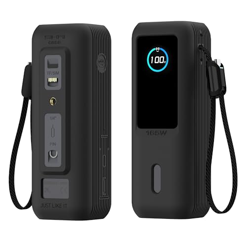 Silikonhülle für Anker Laptop Powerbank 165W(25000mAh) mit 1/4 Zoll Mutterloch,TF/SIM Karte,Kartensteckplatz für Anker Power Bank 165W hautfreundliche Anti-Verlust-Schutzhülle(Schwarz) von Sikai