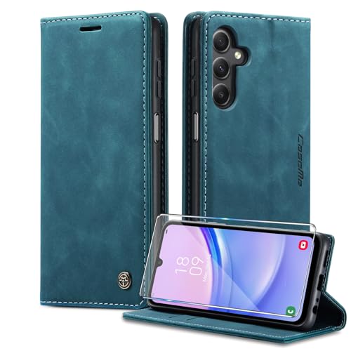 Sikoto Handyhülle für Samsung Galaxy A15 4G/5G Hülle mit Schutzfolie, [Premium PU Leder] Klappbar Ständer Kartenfach Magnetic Flip Case Cover Tasche Etui Schutzhülle für Galaxy A15 4G/5G - Grün von Sikoto