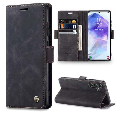 Sikoto Handyhülle für Samsung Galaxy A55 5G Hülle Premium Leder Flip Klapphülle Brieftasche Kartenfach Standfunktion Magnetische Schutzhülle Tasche Samsung A55 - Schwarz Sikoto Handyhülle für Samsung Galaxy A55 5G Hülle Premium Leder Flip Klapphülle Brieftasche Kartenfach Standfunktion Magnetische Schutzhülle Tasche Samsung A55 - Schwarz von Sikoto