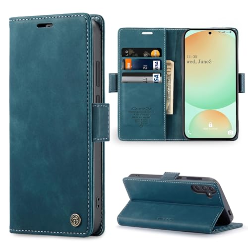 Sikoto Handyhülle für Samsung Galaxy S24 FE 5G Hülle Premium Leder Flip Klapphülle Brieftasche Kartenfach Standfunktion Magnetische Schutzhülle Tasche Samsung S24 FE - Grün von Sikoto