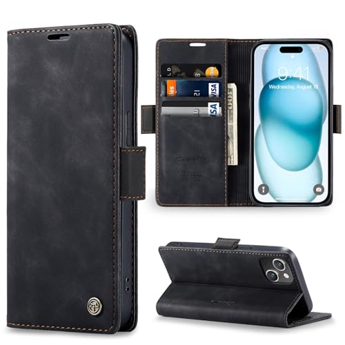 Sikoto Handyhülle für iPhone 15 Hülle Premium Leder Flip Klapphülle Brieftasche Kartenfach Standfunktion Magnetische Schutzhülle Tasche für iPhone 15 - Schwarz Sikoto Handyhülle für iPhone 15 Hülle Premium Leder Flip Klapphülle Brieftasche Kartenfach Standfunktion Magnetische Schutzhülle Tasche für iPhone 15 - Schwarz von Sikoto