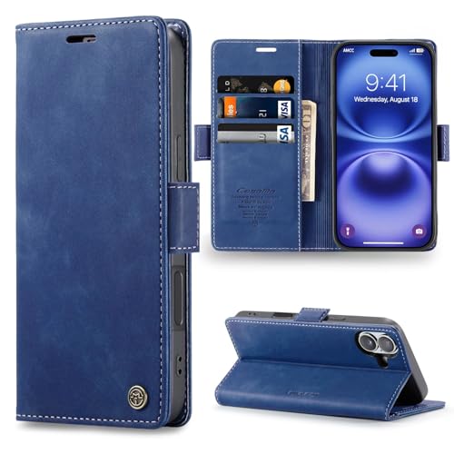 Sikoto Handyhülle für iPhone 16 Hülle Premium Leder Flip Klapphülle Brieftasche Kartenfach Standfunktion Magnetische Schutzhülle Tasche für iPhone 16 - Blau Sikoto Handyhülle für iPhone 16 Hülle Premium Leder Flip Klapphülle Brieftasche Kartenfach Standfunktion Magnetische Schutzhülle Tasche für iPhone 16 - Blau von Sikoto