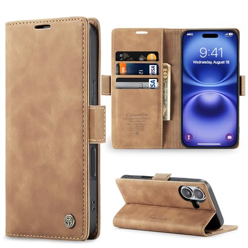 Sikoto Handyhülle für iPhone 16 Hülle Premium Leder Flip Klapphülle Brieftasche Kartenfach Standfunktion Magnetische Schutzhülle Tasche für iPhone 16 - Braun Sikoto Handyhülle für iPhone 16 Hülle Premium Leder Flip Klapphülle Brieftasche Kartenfach Standfunktion Magnetische Schutzhülle Tasche für iPhone 16 - Braun von Sikoto