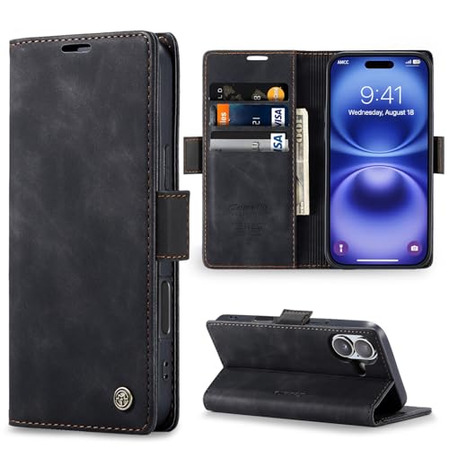Sikoto Handyhülle für iPhone 16 Hülle Premium Leder Flip Klapphülle Brieftasche Kartenfach Standfunktion Magnetische Schutzhülle Tasche für iPhone 16 - Schwarz Sikoto Handyhülle für iPhone 16 Hülle Premium Leder Flip Klapphülle Brieftasche Kartenfach Standfunktion Magnetische Schutzhülle Tasche für iPhone 16 - Schwarz von Sikoto