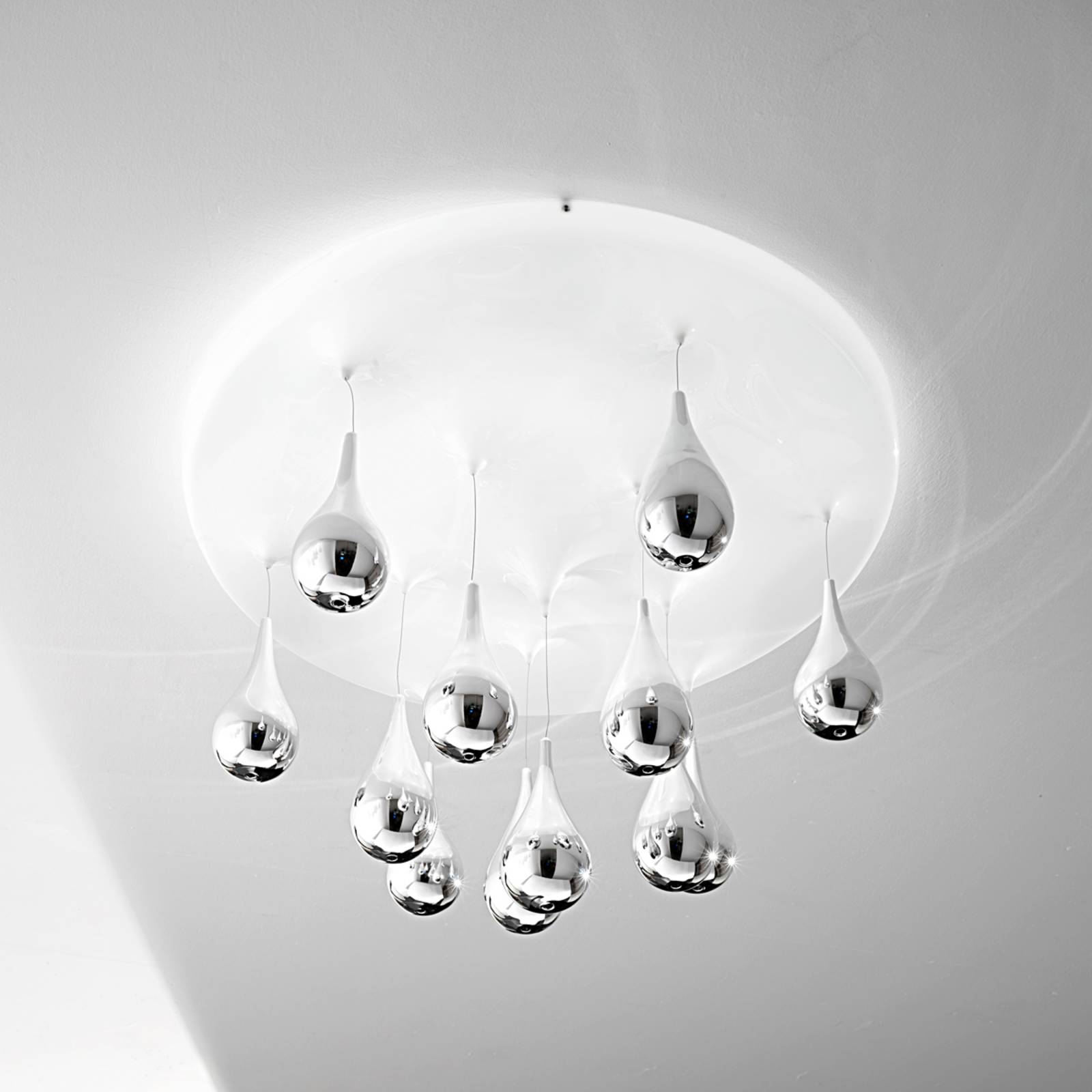 Deckenlampe Pioggia, weiß, chrom, Ø 40 cm H 32 cm von Sil-Lux