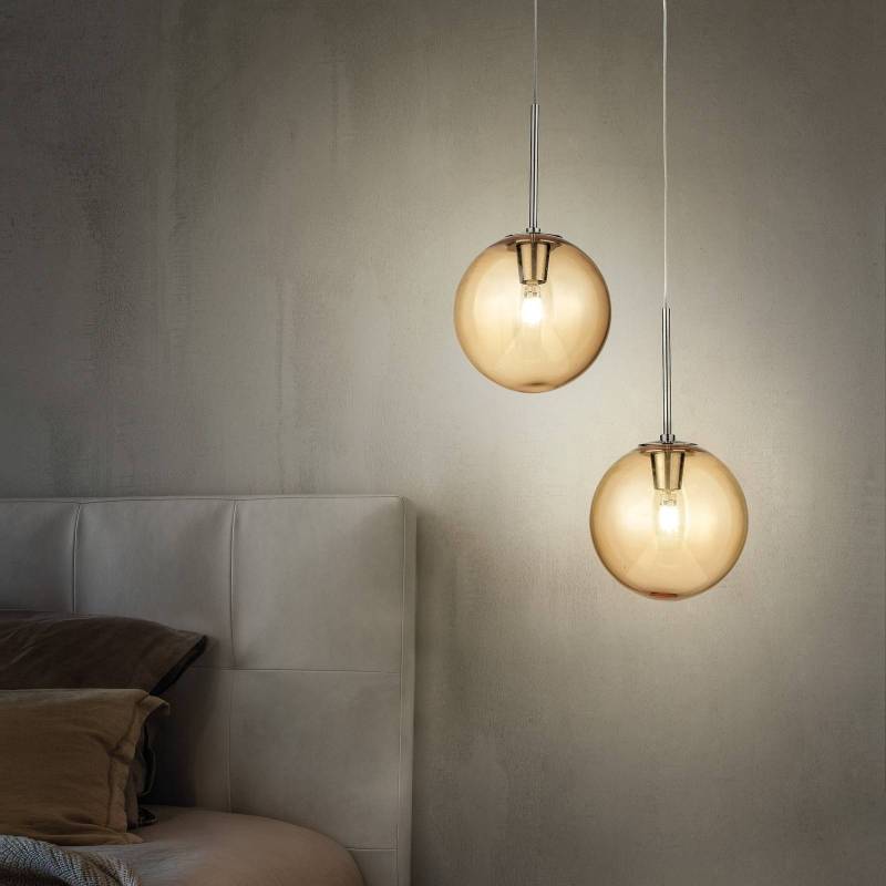 Hängeleuchte Bubble C, 1-flammig, nickel/bernstein von Sil-Lux