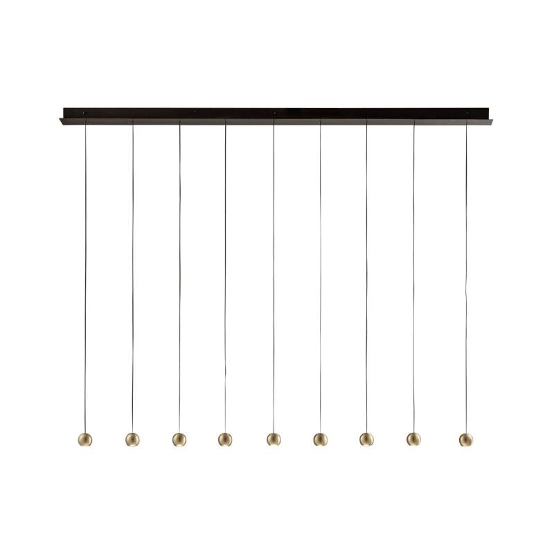 LED-Hängeleuchte Magnetic, linear, 9-flg., gold von Sil-Lux