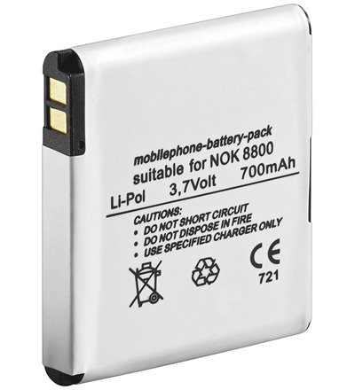 Mobilfunkakku, ersetzt Nokia BL-5X (nicht Original), 3,7 Volt / 700mAh / LiPol von Sil