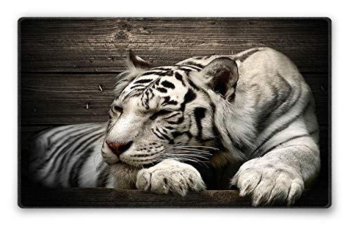 Silent Monsters Mauspad 240 x 200 mm Stoff Mousepad Tiger weiß - Vernähter Rand - Rutschfest - Gaming Büro Office Homeoffice - 24 x 20 cm Mouse Pad Mat - Mausunterlage klein f alle Maus Arten von Silent Monsters