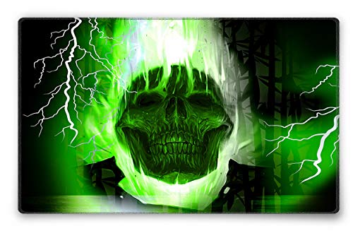 Silent Monsters Mauspad 240 x 200 mm Stoff Mousepad Totenkopf grün - Vernähter Rand - rutschfest - Gaming Büro Office Homeoffice - 24 x 20 cm Mouse Pad Mat - Mausunterlage klein alle Maus Arten von Silent Monsters