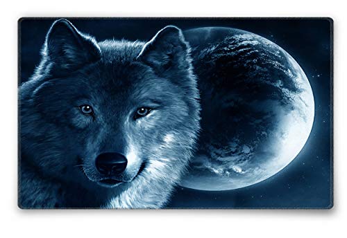 Silent Monsters Mauspad 360 x 250 mm Stoff Mousepad Wolf - Vernähter Rand - rutschfest - Gaming Büro Office Homeoffice - 36 x 25 cm Mouse Pad Mat - Mausunterlage für alle Maus Arten von Silent Monsters