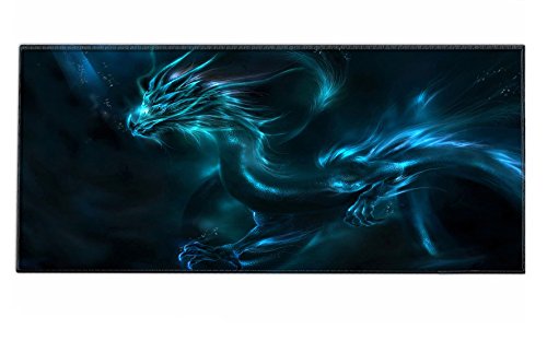 Silent Monsters Mauspad XXL 900 x 400 mm großes Mousepad Drache - Vernähter Rand - rutschfest - für Gaming Büro Office Homeoffice - Tastatur - 90 x 40 cm groß Mouse Pad Mat - alle Maus Arten von Silent Monsters