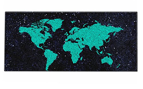 Silent Monsters Mauspad XXL 900 x 400 mm großes Mousepad Weltkarte grün - Vernähter Rand - rutschfest für Gaming Büro Office Homeoffice Tastatur - 90 x 40 cm groß Mouse Pad Mat alle Maus Arten von Silent Monsters