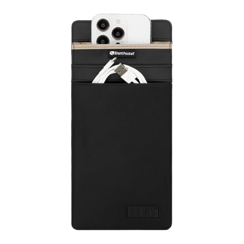 SLNT Faraday Bag Smartphone-Hülle mit Silent Pocket – Wetterfestes Nylon, Signalblockierende Abschirmung für iPhone, Samsung Galaxy, die meisten Handys – Privatsphäre & Anti-Hacking (Schwarz, Medium von Silent Pocket
