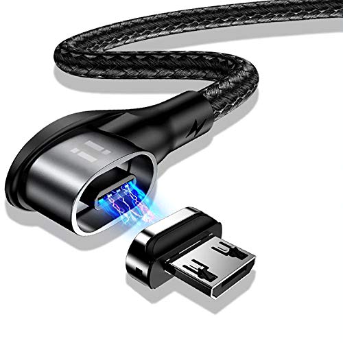 1m 90 Grad PLATINUM Nylon Magnet Micro USB Schnellladekabel Quick Charge 3.0 Datenkabel - 1x Winkel Kabel + 1x Micro USB Stecker von SilicOne