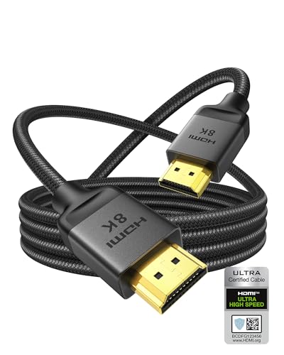 Silkland 10K 8K HDMI 2.1 Kabel 3m, Zertifiziertes HDMI Kabel 48Gbps, 4K@144Hz/120Hz 8K@60Hz, eARC, HDR10, Dolby Atmos, DTS:X, HDCP2.2&2.3 für HDTV/Soundbar/PS5/Xbox/Blu-ray/Beamer/Laptop/Display/PC von Silkland