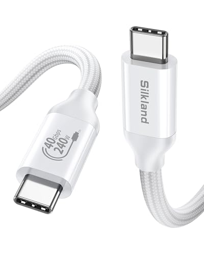 Silkland 40Gbps Thunderbolt 4 Kabel 1M Kompatibel, USB4 Datenkabel, 8K/6K/5K@60Hz 4K@144Hz, 240W PD3.1 USBC mit Thunderbolt 5 Kabel für MacBook, Mac, PSSD, Dock, iPhone 16/15 Android Auto, Laptop von Silkland