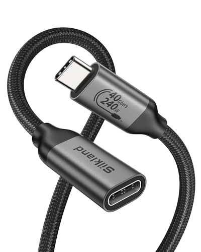 Silkland 40Gbps USB C Verlängerung 1,5M für Thunderbolt 4 Kabel, USB 4 Verlängerungskabel 8K@60Hz, Dual 4K@60Hz, 240W PD3.1 USB C Extension Cable für MacBook Pro, iPad Pro, Hub, Dock, PSSD, iPhone 16 von Silkland