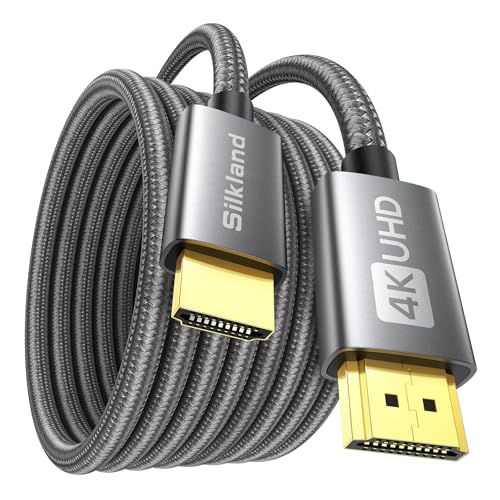Silkland 4K HDMI Kabel 7m 2K@144Hz mit ARC HDR 3D UHD Ethernet, HDMI 2.0 Kabel 4K@60Hz 18Gbps Highspeed, HDMI Monitor Kabel für Soundbar Blu-Ray Laptop TV Fernseher Beamer Switch von Silkland