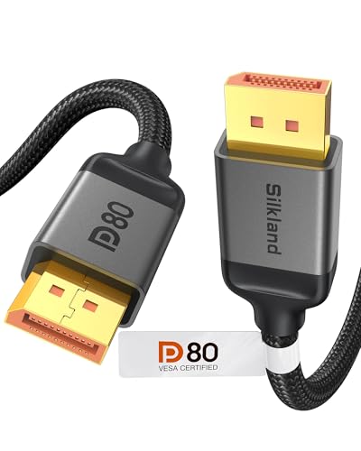 Silkland 80Gbps DisplayPort Kabel 2.1 50CM [VESA-Zertifiziert] DP80, 8K@240Hz 4K@960Hz/540Hz/480Hz/240Hz DP 2.1 Kabel 16K, HDR FreeSync G-Sync UHBR20 für PC, Gaming-Monitor, 5090 7900XTX von Silkland