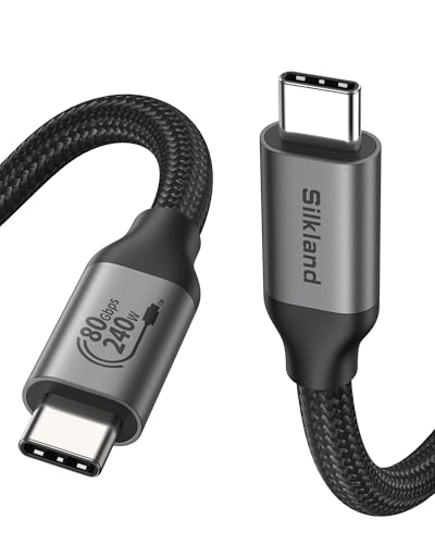 Silkland 80Gbps USB4 V2.0 für Thunderbolt 5 Kabel 1,2M USB-IF-Zertifiziert, bis zu 120Gbps Videobandbreite, 4K@540Hz, Dual 8K@60Hz, PD3.1 240W, Kompatibel mit Thunderbolt 4/3, USB C, SSD, eGPU, Laptop Silkland 80Gbps USB4 V2.0 für Thunderbolt 5 Kabel 1,2M USB-IF-Zertifiziert, bis zu 120Gbps Videobandbreite, 4K@540Hz, Dual 8K@60Hz, PD3.1 240W, Kompatibel mit Thunderbolt 4/3, USB C, SSD, eGPU, Laptop von Silkland
