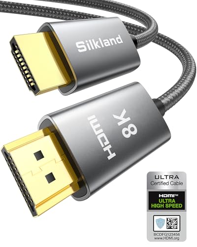 Silkland 8K HDMI 2.1 Kabel 1m, Zertifiziertes HDMI®eARC Kabel für Soundbar 48Gbps, PS5 HDMI Kabel 4K@120Hz, 2K@240Hz/144Hz, 8K@60Hz, Dynamic HDR, Dolby Atmos, HDCP 2.2/2.3 für Fire TV, HDTV, Laptop Silkland 8K HDMI 2.1 Kabel 1m, Zertifiziertes HDMI®eARC Kabel für Soundbar 48Gbps, PS5 HDMI Kabel 4K@120Hz, 2K@240Hz/144Hz, 8K@60Hz, Dynamic HDR, Dolby Atmos, HDCP 2.2/2.3 für Fire TV, HDTV, Laptop von Silkland