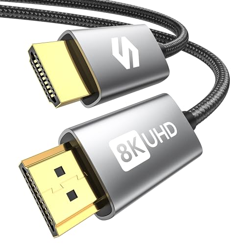 Silkland 8K HDMI 2.1 Kabel, HDMI eARC-Kabel für Soundbar 48Gbps, PS5 HDMI Kabel 4K@120Hz, 2K@240Hz/144Hz, 8K@60Hz, Dynamic HDR, Dolby Atmos, HDCP 2.2/2.3 für Fire TV, HDTV, Xbox Series X/S, 2m von Silkland