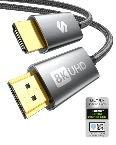Silkland 8K HDMI 2.1 Kabel, HDMI eARC-Kabel für Soundbar 48Gbps, PS5 HDMI Kabel 4K@120Hz, 2K@240Hz/144Hz, 8K@60Hz, Dynamic HDR, Dolby Atmos, HDCP 2.2/2.3 für Fire TV, HDTV, Xbox Series X/S, 5m von Silkland