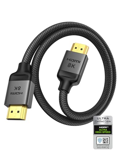 Silkland 8K HDMI Kabel Kurz 0.5M Zertifiziert, HDMI eARC-Kabel für Soundbar, 48Gbps HDMI 2.1 Kabel 50CM 4K@120Hz, 2K@240Hz, 8K@60Hz, Dynamic HDR, Dolby Atmos, HDCP 2.2/2.3 für PS5 X-BOX HDTV Monitor von Silkland