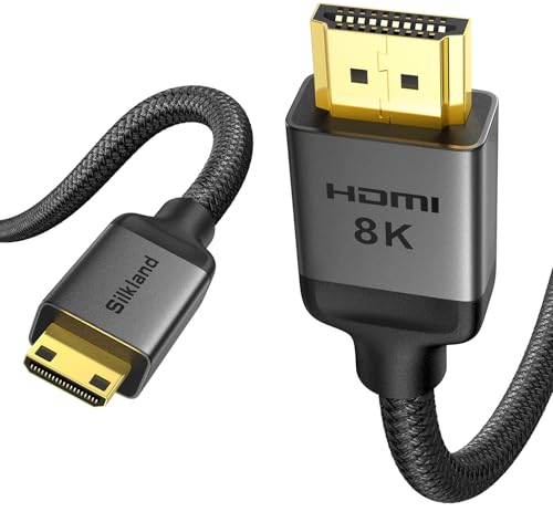 Silkland 8K Mini HDMI auf HDMI Kabel 2.1 4,5M 8K@60Hz 4K@120Hz, 48Gbps High Speed ​​HDMI auf Mini HDMI Kabel Bidirektional HDR eARC kompatibel mit Kamera Raspberry Pi Zero Grafikkarte Tablet Projektor von Silkland