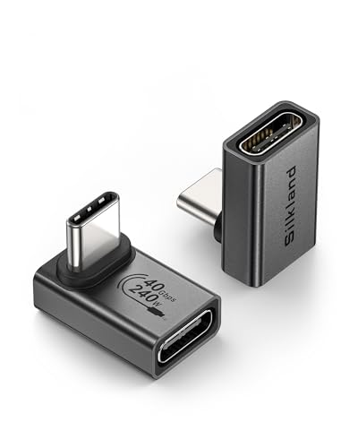 Silkland 90 Grad USB C Winkel Adapter 2 Stück, USB C Stecker auf Buchse, USB 4.0 40Gbps Datenübertragung, PD3.1 240W Schnellladen Extender, Typ C OTG Adapter für Steam Deck, Laptop, Tablet, Handy usw. Silkland 90 Grad USB C Winkel Adapter 2 Stück, USB C Stecker auf Buchse, USB 4.0 40Gbps Datenübertragung, PD3.1 240W Schnellladen Extender, Typ C OTG Adapter für Steam Deck, Laptop, Tablet, Handy usw. von Silkland