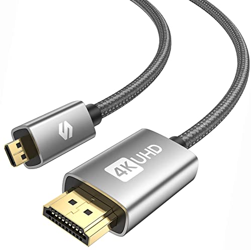 Silkland Micro HDMI auf HDMI Kabel 1M, 4K@60Hz, Micro HDMI Kabel Unterstützt Ethernet, 3D, HDR und ARC, Micro HDMI to HDMI Kompatibel mit GoPro Hero 9/8/7/6/5, Raspberry Pi 4, Sony Kamera A6300 A6400 von Silkland