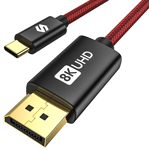 Silkland USB C DisplayPort 1.4 Kabel 1M [8K@60Hz, 4K@144Hz/120Hz, 2K@240Hz, 32,4Gbps], Thunderbolt 4/3 auf DisplayPort Kabel für iPhone 15 Serie, MacBook Pro/Air M1/M2 iPad Pro/Air, Galaxy S8-S24, XPS von Silkland