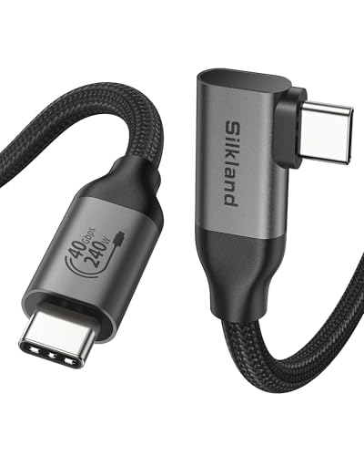 Silkland USB4 Kabel mit Thunderbolt 4 Kabel 1.5M, 40Gbps Datenkabel USBC Winkel, 8K@60Hz 4K@144Hz Videokabel USBC, 240W 48V/5A PD3.1 Ladekabel für MacBook Pro, iPad, Dock, SSD, iPhone 16/15 Pro Max von Silkland