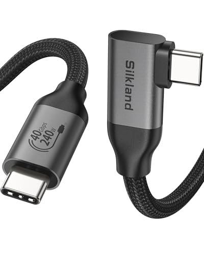 Silkland 40Gbps USB4 für Thunderbolt 4 Kabel 2M 90Grad, 8K@60Hz 4K@144Hz HDR, 240W 48V/5A PD3.1, USBC mit Thunderbolt 5 Kabel für Macbook, Android Auto, iPad, Dock, PSSD, iPhone 16/15, eGPU, VR von Silkland