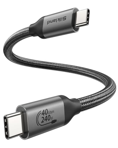 Silkland 40Gbps USB4 für Thunderbolt 4 Kabel 30CM, USBC Kabel 240W PD3.1 48V/5A, 8K@60Hz 4K@144Hz HDR USBC mit Thunderbolt 5 Kurz für Macbook, Android Auto, iPad, Dock, PSSD, iPhone 16/15, eGPU von Silkland