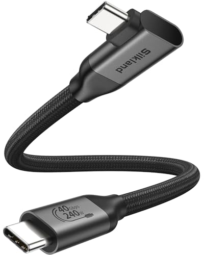 Silkland 40Gbps USB4 für Thunderbolt 4 Kabel 30CM 90Grad, USBC Kabel 240W 48V/5A PD3.1, 8K@60Hz 4K@144Hz USBC auf USBC Kabel Kurz für Macbook, Android Auto, iPad, Dock, PSSD, iPhone 16/15, eGPU, VR von Silkland