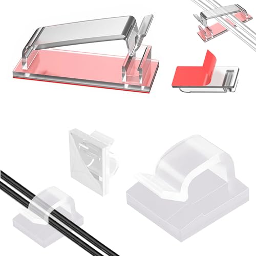 80 Stück Kabelhalter, 60 KleineKabelmanagement und 20 Große Kabel Organizer, Outdoor Kabelclips mit 3M Kleber, Kabelhalter Selbstklebend, Kabelklemmen für Lichterketten(Transparent) von Silkwish
