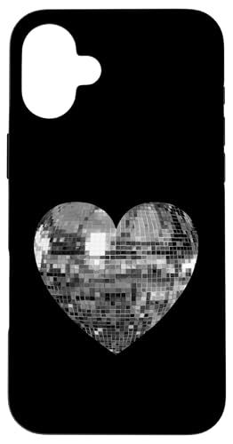 Silberne Discokugel Herz Hülle für iPhone 16 Plus von Silver Disco Ball Heart