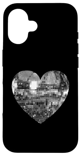 Silberne Discokugel Herz Hülle für iPhone 16 von Silver Disco Ball Heart