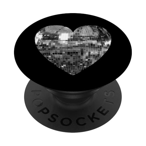 Silberne Discokugel Herz PopSockets Klebender PopGrip Silberne Discokugel Herz PopSockets Klebender PopGrip von Silver Disco Ball Heart