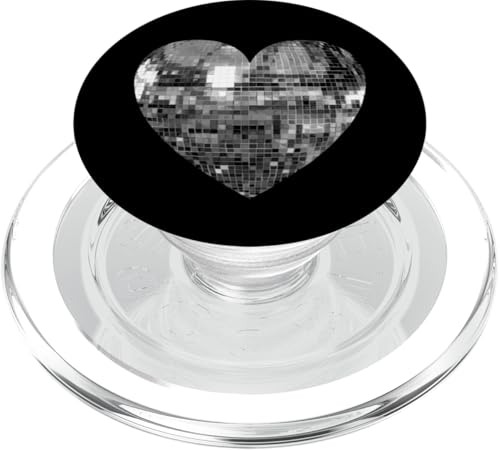Silberne Discokugel Herz PopSockets PopGrip für MagSafe von Silver Disco Ball Heart