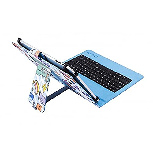 Silver HT Bedruckte Universaltasche mit Tastatur für 9- bis 10,4-Zoll-Tablets, Micro-USB/TYPE-C-Pixel-Gamer-Kabel von Silver HT