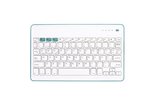 Silver HT - Drahtlose Tastatur in Spanisch, kompatibel mit Smart TV, Desktop-Computer, Smartphone und Tablet, Weiß/Blau von Silver HT