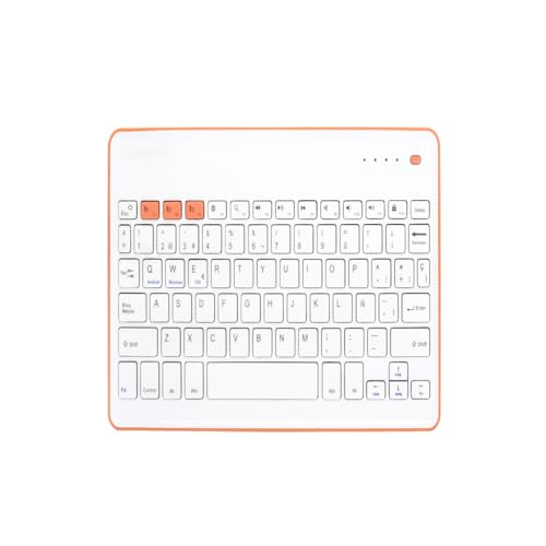 Silver HT - Drahtlose Tastatur in Spanisch, kompatibel mit Smart TV, Desktop-Computer, Smartphone und Tablet, Weiß / Pfirsichfarben von SILVERHT