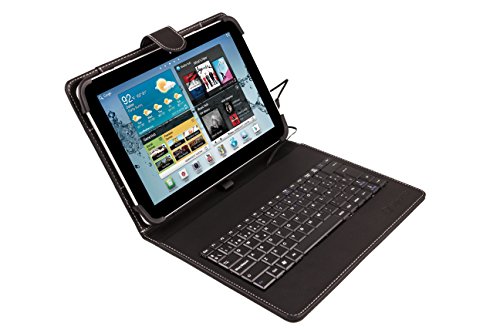Silver HT - Universaltasche mit QWERTY-Tastatur auf Spanisch für 9- bis 11-Zoll-Tablets, mit Micro-USB/Typ-C-Kabel von Silver HT