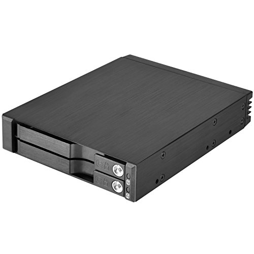 SilverStone 71093 SST-FS202B - trägerloser 3,5"Aluminium Hot Swap-Festplatten-Wechselrahmen für 2 x 2,5" SAS/SATA-HDDs oder SSDs mit Metallschloss an jeder Einschubtür und Statusanzeige-LEDs, schwarz von SilverStone Technology