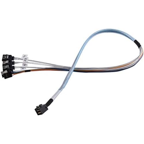 SilverStone SST-CPS05-RE, Internes Mini SAS HD zu SATA Kabel, reversed, 36pin SFF8643 Stecker zu 4x 7pin SATA Stecker mit Seitenband Mini-SAS-HD-Kabel, unterstützt SATA 30 Industriestandard, 60 cm von SilverStone Technology