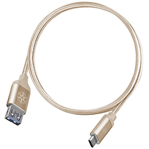 SilverStone SST-CPU05G-500 - Reversible USB Kabel, Typ C auf Typ A, extrem haltbar durch Mantel aus Nylongeflecht, High Speed Aufladung und Datensynchronisierung, 0.5 meter, gold von SilverStone Technology