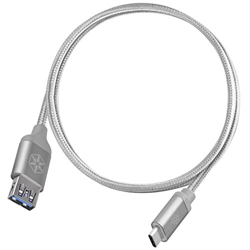SilverStone SST-CPU05S-500 - Reversible USB Kabel, Typ C auf Typ A, extrem haltbar durch Mantel aus Nylongeflecht, High Speed Aufladung und Datensynchronisierung, 0.5 meter, silber von SilverStone Technology